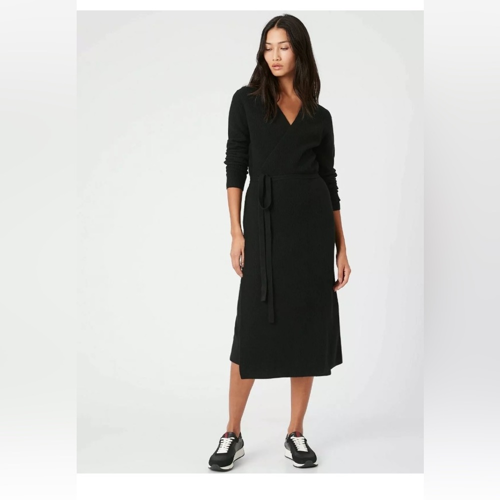 Banana Republic Wool Cashmere Wrap Sweater Dress in black
